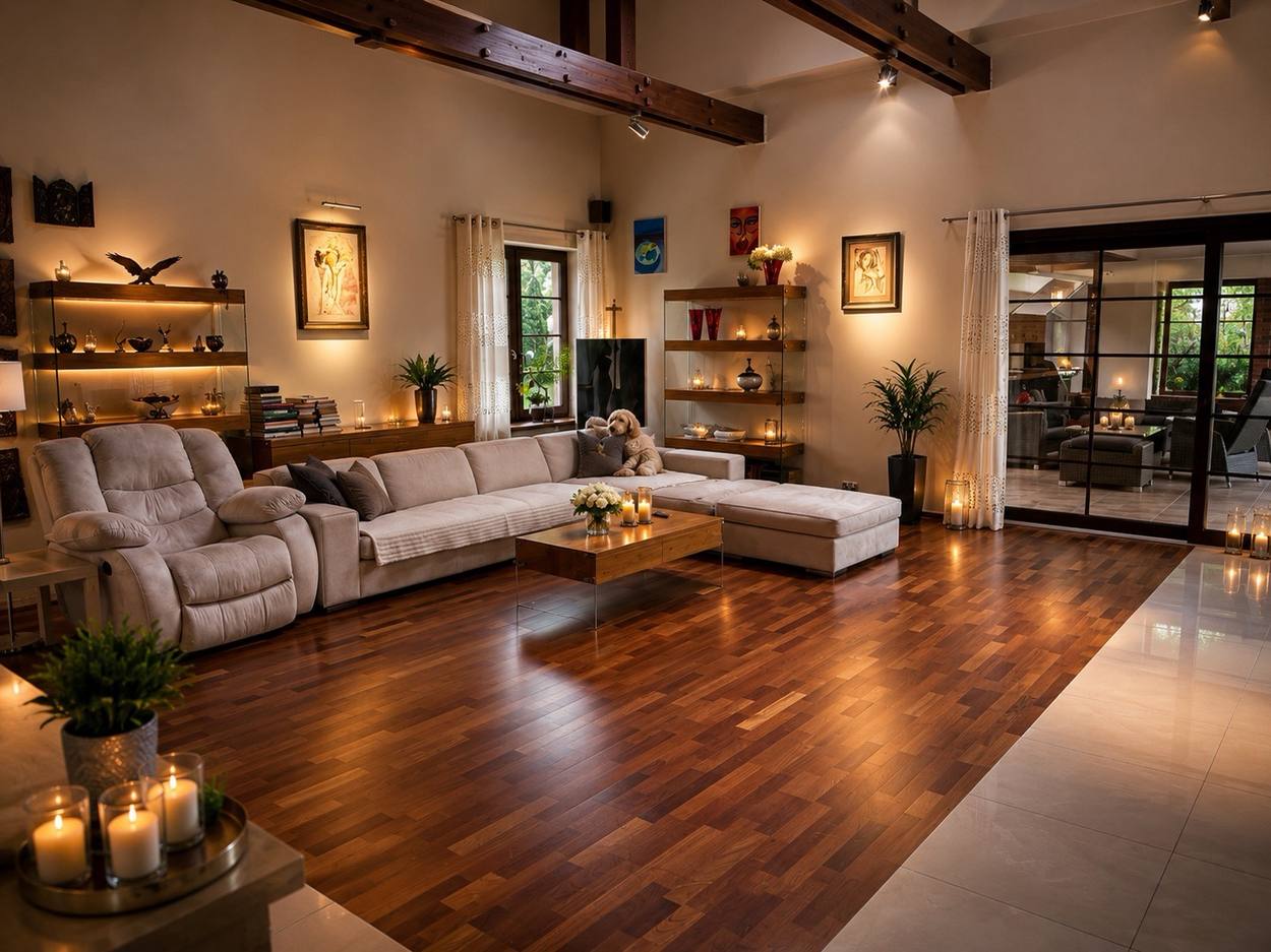 Salon z kominkiem w Argentum Private Residence